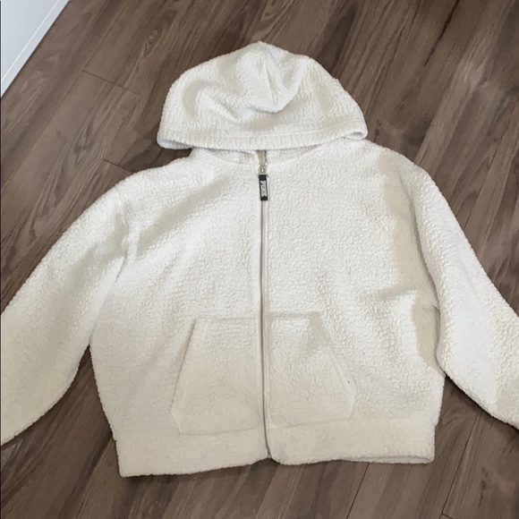 PINK white Sherpa zip-up